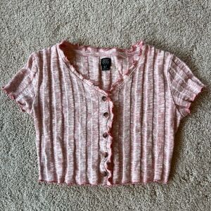 BDG coral colored size small marled short sleeve crop top